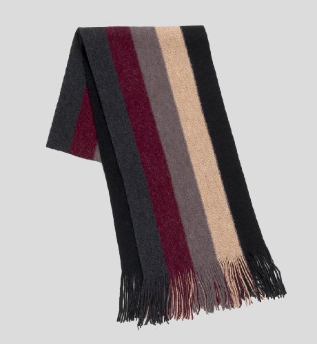 Pure Merino Wool Vertical Block Stripe Scarf