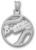 Atlanta Braves Solid Sterling Silver ''BRAVES'' Pierced Baseball Pendant