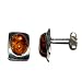 Certified Genuine Honey Amber and Sterling Silver Square Stud Earrings