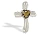 14K White Gold Genuine Heart Smoky Quartz Cross Pendant
