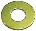 Steel Flat Washer, Zinc Yellow Chromate Plated Finish, Grade 8, ASME B18.22.1, 3/4" Screw Size, 13/16" ID, 2" OD, 0.15" Thick (Pack of 10)