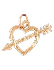 Dazzlers Solid 14k Gold Heart Cupid Arrow Charm Pendant Available in three colors from jewelsberry (weights: 0.6 grams only)