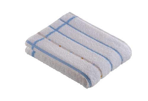 Vossen 8376 01903 001 067140 000 Duschtuch Quadrati Uni / 67 x 140 cm, weiss / bleu Preisvergleich