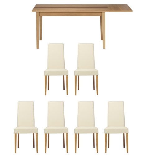 Santiago Extending Dining Table with 6 Leather Dining Chairs