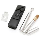 Black Leather Cigar and Flask Gift Set by HomeWetBar