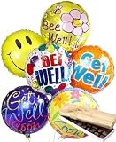 Half Dozen Mylar Balloon Bouquet with Chocolates, Get Well - B000MD9DLC