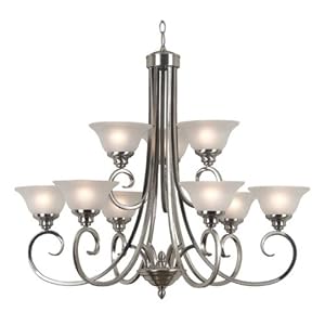 Welles 9 - light Chandelier, NINE-LIGHT, BRUSHED STEEL by Home Decorators Collection