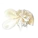 Coolr Women's Fascinators Hat Small Hairpin Feather Mesh Flower Hairclip (Beige)