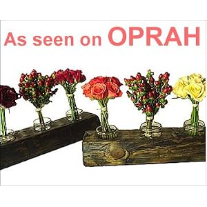 Wooden Votive Candle Trug With Fresh Roses and Hypericum Berries by 