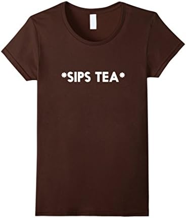 Women's Sips Tea Shirt XL Brown