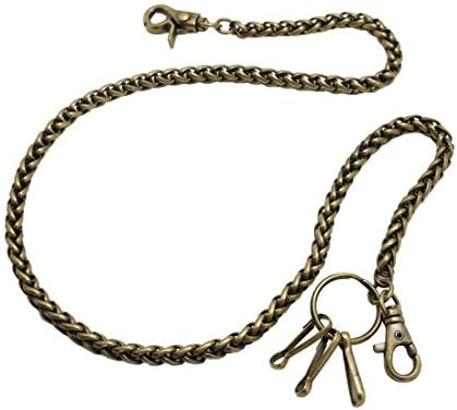 Simple Rope shape wallet chain Swivel Trigger snap Biker Punk Key chain (Bronze)