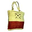 EXP Handcrafted Hemp Purse With Beaded Floral Design, Red & Beige