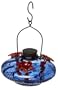 Parasol Bloom Glass Hummingbird Feeder Blue