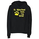 Hoodie Womens Black " MY Afghan Hound THINKS I AM GREAT " Dogs