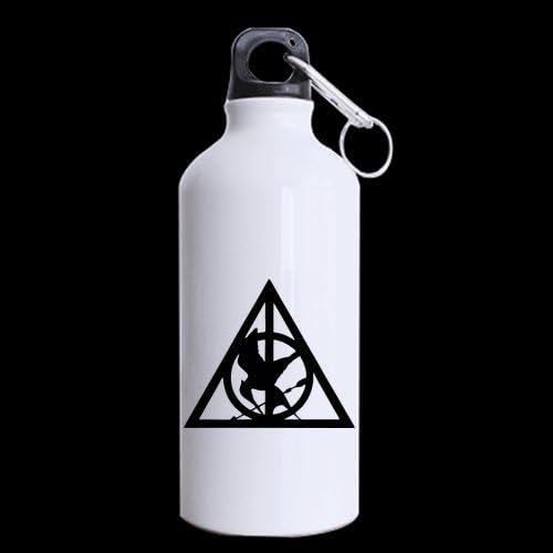 The Hunger Games Deathly Hallows Customized Personalized Aluminum Sports Bottle Water Bottles White 13.5 OZ Travel Bottle (Two Sides Printed)