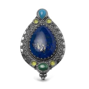 Southwest Blues Sterling, Lapis, Turquoise, Malachite and Peridot Exotic... by