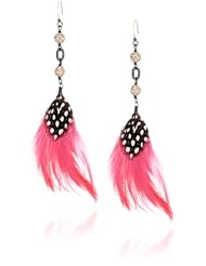 Deanna Hamro Atelier Double Mini Pave Ball Indian Pink Feather Earrings