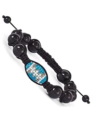 Swarovski Elements Detroit Spirit Football & Onyx Macrame Bracelet
