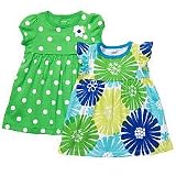 Carters 2 Pack Short Sleeve Dress Set - Green/Floral-12 Months