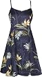 Princess Seam Tailored Fit Sundress - Bamboo Paradise Form Fitting Spaghetti Strap Hawaiian Aloha A-Line Silhouette Sun Dress - Mini Style