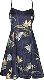 Princess Seam Tailored Fit Sundress - Bamboo Paradise Form Fitting Spaghetti Strap Hawaiian Aloha A-Line Silhouette Sun Dress - Mini Style