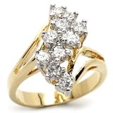 GOLD CZ RING - Two Tone Wave Style Cluster CZ Ring