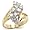 GOLD CZ RING - Two Tone Wave Style Cluster CZ Ring
