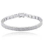 SAVE $50 - SS Platinum Plated Genuine Diamond 8" Bracelet $29.99