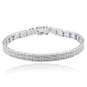 SS Platinum Plated Genuine Diamond Accent 8 Bracelet by Aesthetic Jewels