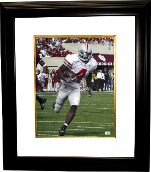 Santonio Holmes signed Ohio State Buckeyes 16X20 Photo Custom Framed