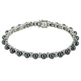 Sterling Silver Simulated Grey Pearl and Cubic Zirconia Bracelet by Charles Winston, 7"