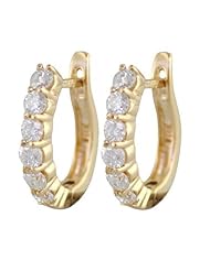 1.60 CT Diamond Hoop Earrings 14k White Gold