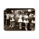 Waitresses and waiters in a fast food restaurant in mini skirts and boots USA - Mouse Mat Art247 Highest Quality Natural Rubber Mouse Mats - 250 x 190 x 6mm