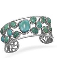 925 Sterling Silver Abstract Oval Turquoise Cuff Bracelet