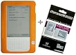 Orange Color Amazon Kindle 2 E-Book Reader Silicone Rubber Skin Case + Kindle2 Anti Scratch LCD Screen Protector