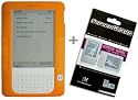 Orange Color Amazon Kindle 2 E-Book Reader Silicone Rubber Skin Case + Kindle2 Anti Scratch LCD Screen Protector