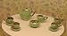 Dollhouse Miniature Tea Set in Apple Green and Gold