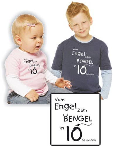 Baby/Kinder Langarmshirt mit Druck VOM ENGEL ZUM BENGEL 10 SEC (046.47)