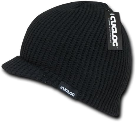 Waffle Jeep Caps Visor Beanie by Cuglog (Black)
