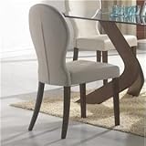 Dining Chair with White Cushion Seat and walnut Finish Wood (Set of 2)