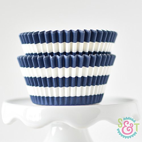 Rugby Stripe Navy BakeBright Greaseproof Cupcake Liners