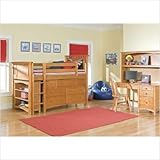 IMAGE OF Bennington Low Loft Bed in Honey with Essex Accessories Configuration: Low Loft Bed with 7 Drawer Dresser and 1 Bookcase