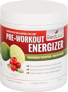 Red Leaf Pre-Workout Energizer - Sports Nutrition Supplement with BCAAs, Beta-Alanine, Glutamine, Green Tea, Raspberry Ketones - Cranberry Lime Flavor - 30 Servings