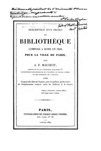 Description d'un projet de bibliothèque composé à Rome en 1833 (French Edition)