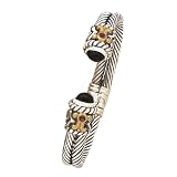 14K Yellow Gold and Sterling Silver with Onyx and Garnet Cuff