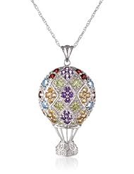 Sterling Silver Multi-Color Hot Air Balloon Pendant Necklace