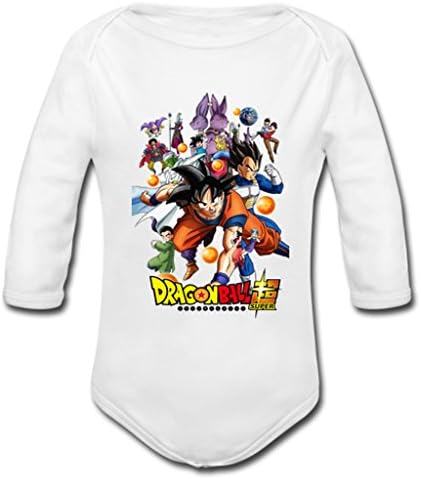 Voichou Dragon Ball Z Print Baby Powder Organic Long Sleeve One Piece Bodysuits White 18 Months