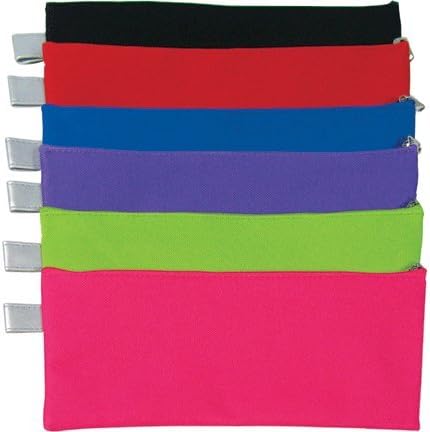 Pencil Pouch, Single Pocket Zippered Canvas Pouch 9.5" X 4.5" Design &amp; Colors May Vary - PP-005