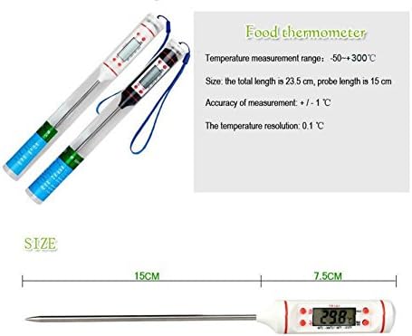 Digital Meat & Food Thermometer for Bbq, Smoker, Grill, Kitchen. For Cooking All Foods - Brisket, Turkey, Candy. Instant Digital Read Out with 6" Probe, Min/max and Hold Functions
