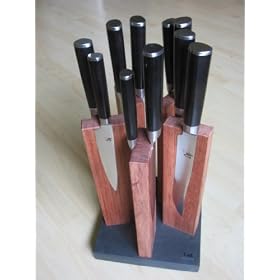 Kai Shun Damascus Knife Set STH-1DM SET2 with Stonehenge Knife Block + 10 Damascus Knives
